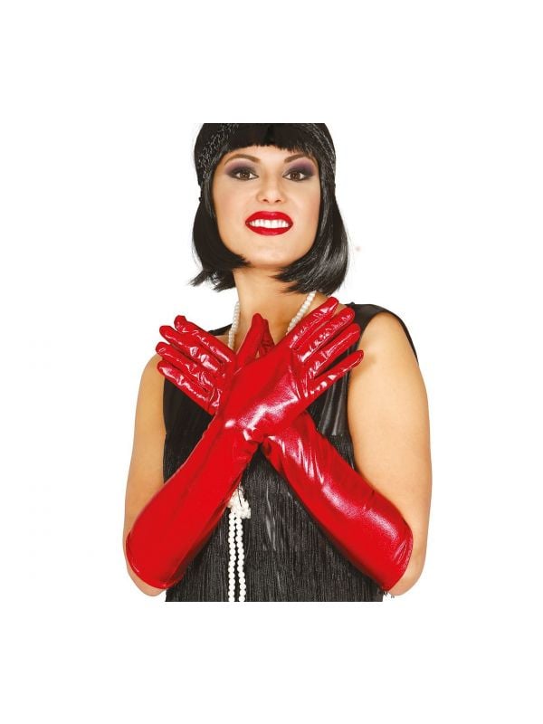 Lange rode glamour handschoenen