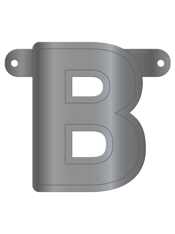 Letter B banner metallic zilver