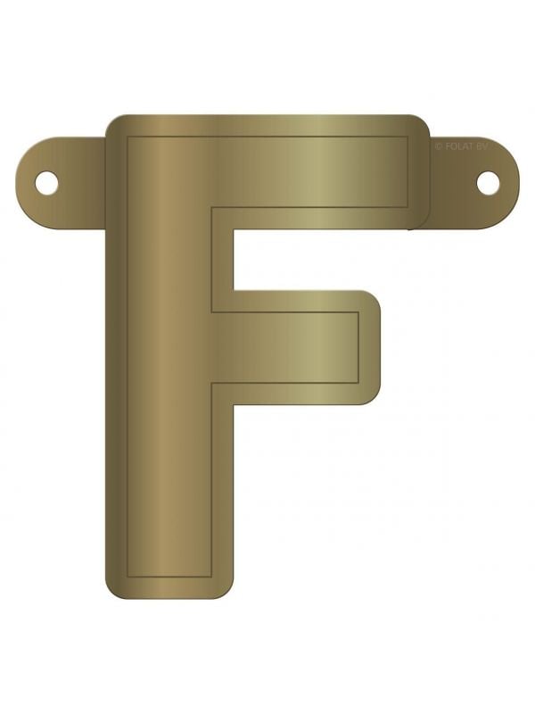 Letter F banner metallic goud