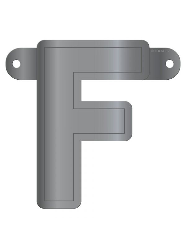 Letter F banner metallic zilver