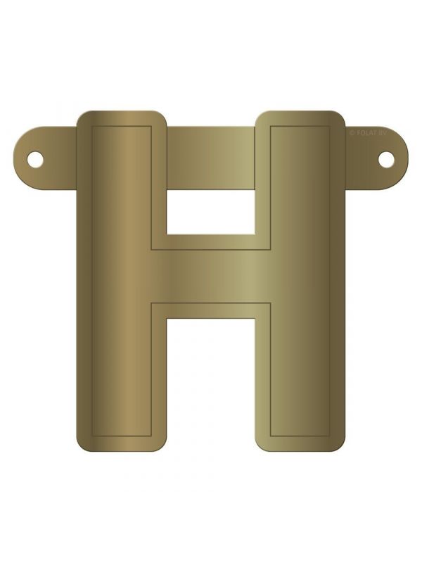 Letter H banner metallic goud
