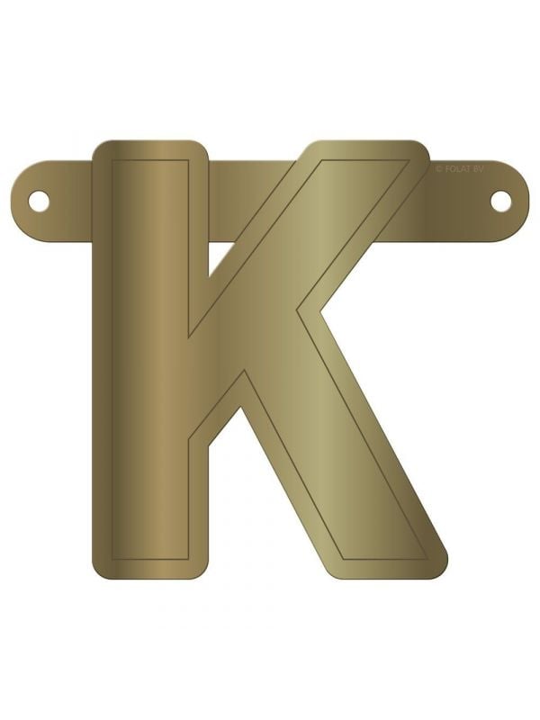 Letter K banner metallic goud