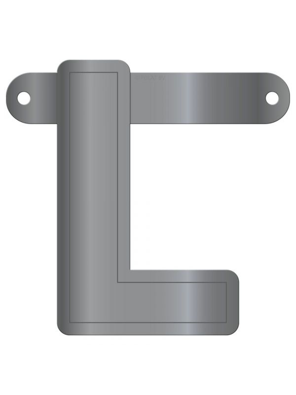 Letter L banner metallic zilver