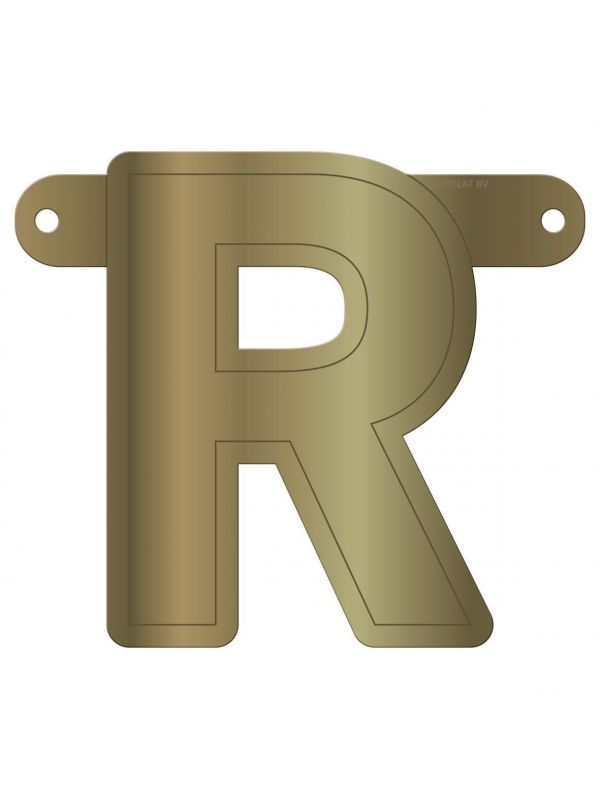 Letter R banner metallic goud