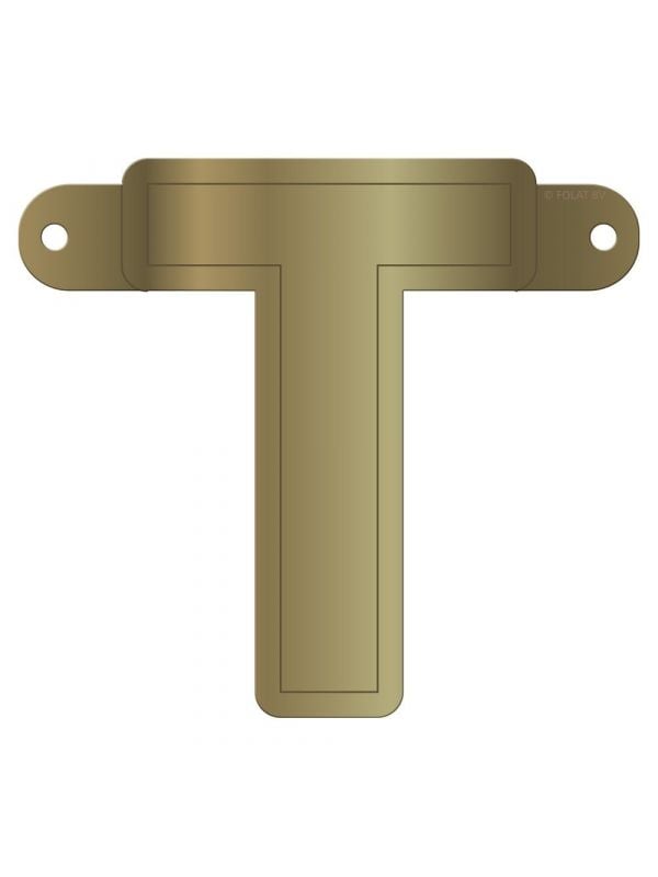 Letter T banner metallic goud