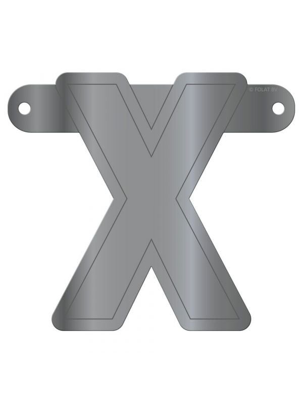 Letter X banner metallic zilver