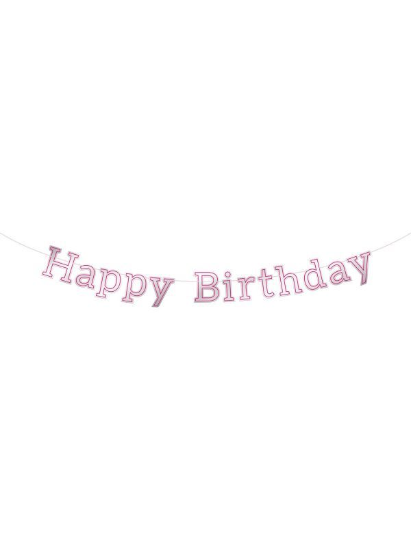 Letterslinger glossy pink happy birthday 3 meter