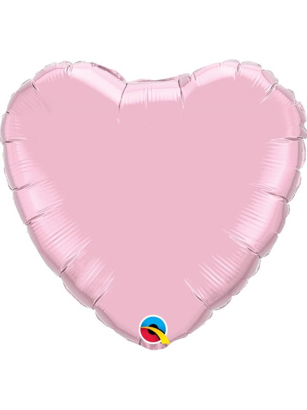 Lichtroze parelmoer hartvorm folieballon