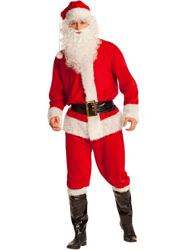 Luxe complete kerstman kostuum met baard