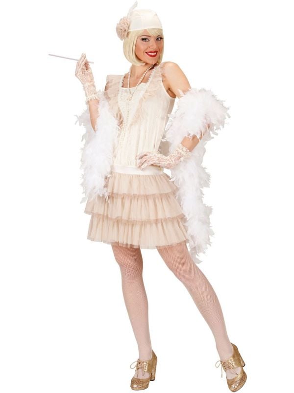 Luxe flapper jurk wit roaring jaren 20