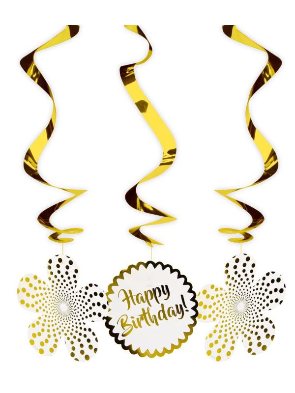 Luxe gouden happy birthday swirl decoratie