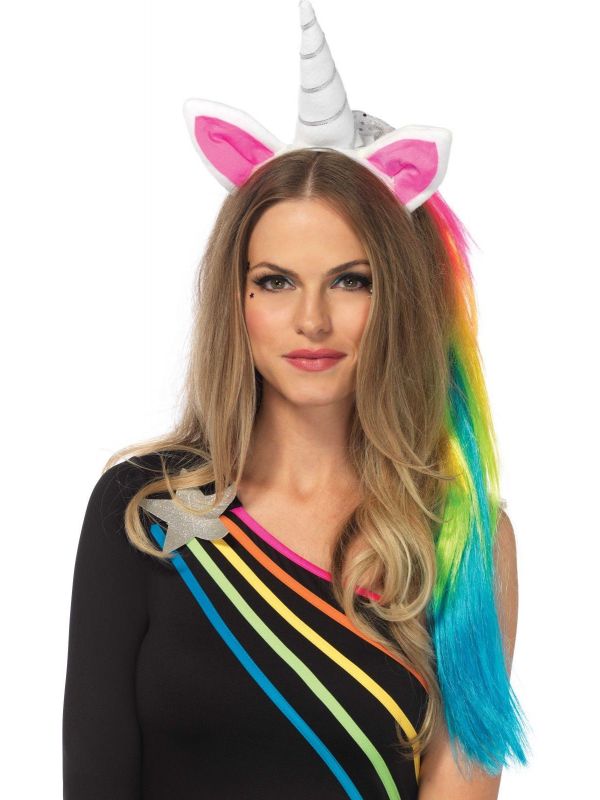 Magische unicorn haarband met regenboog haar