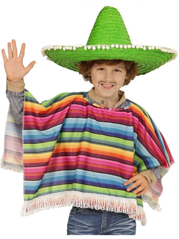 Meerkleurige mexicaanse poncho kind