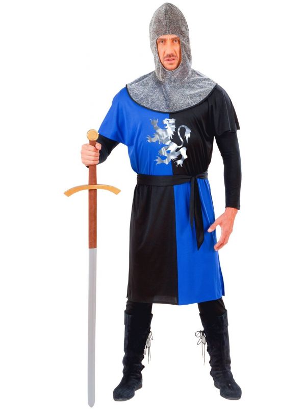 Middeleeuws ridder kostuum blauw zwart