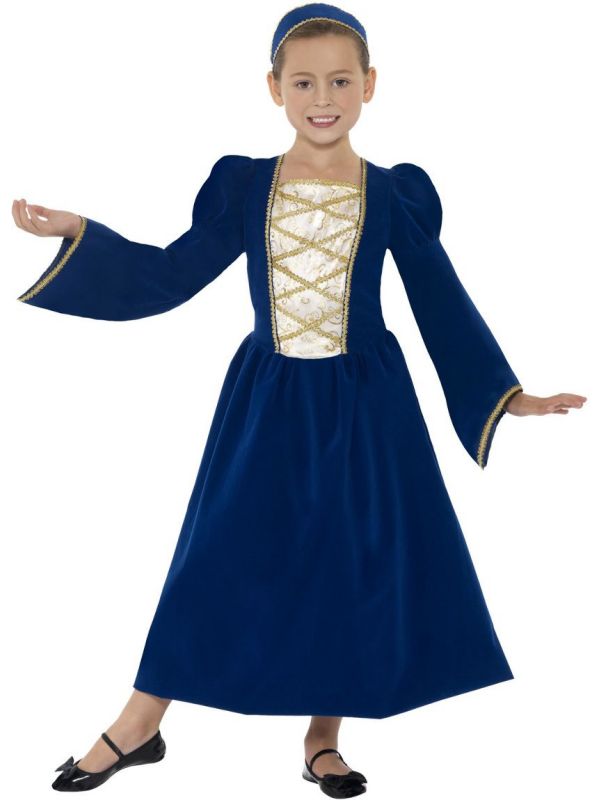 Middeleeuwse prinses kind Kostuum Blauw
