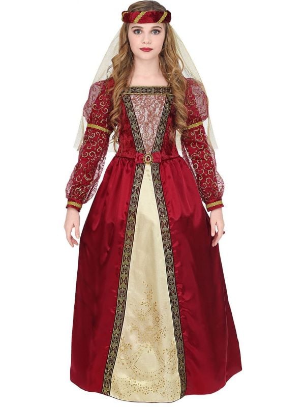 Middeleeuwse prinsessen jurk rood