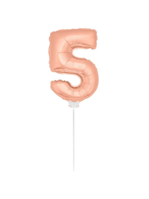 Mini rosé gouden folieballon cijfer 5