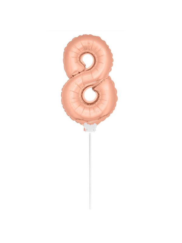 Mini rosé gouden folieballon cijfer 8