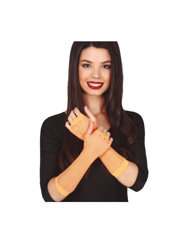 Neon 80s vingerloze handschoenen oranje