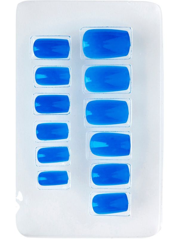 Neon blauwe nagels