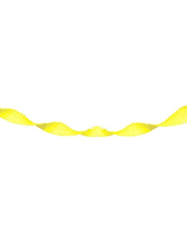 Neon gele crepe papier slinger 18 meter