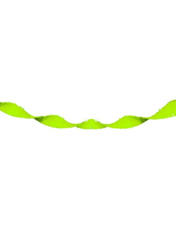 Neon groene crepe papier slinger 18 meter