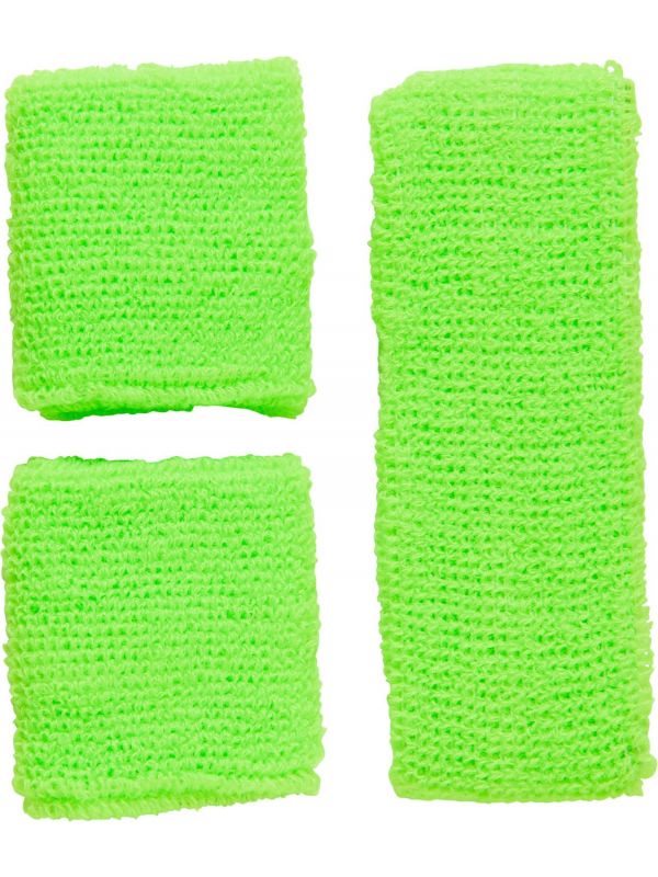 Neon groene zweetband set