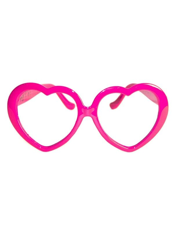 Neon roze hartjes feest bril