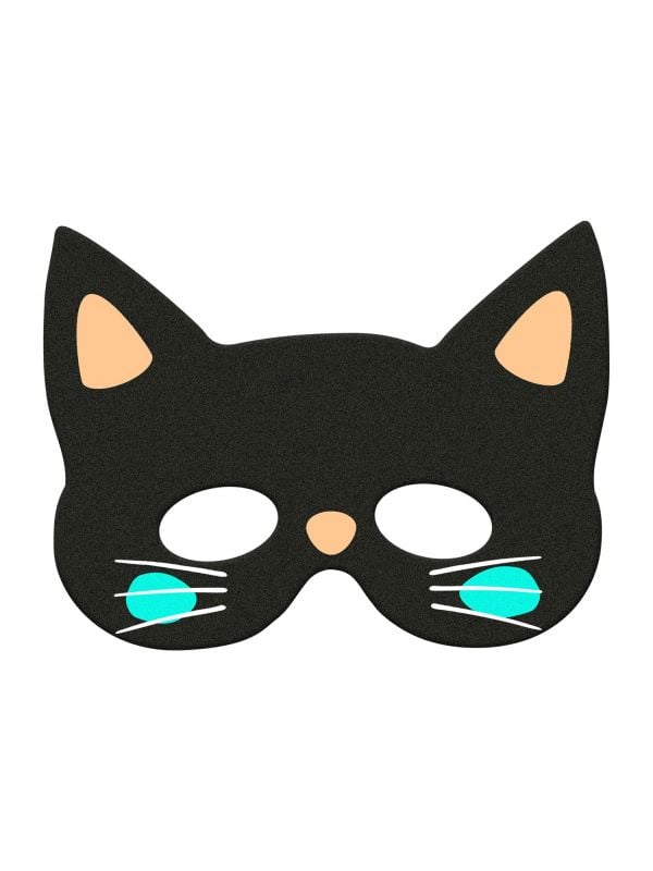 Oogmasker zwarte kat van vilt