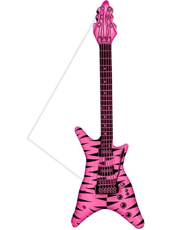 Opblaasbaar roze zebra print hardrock gitaar