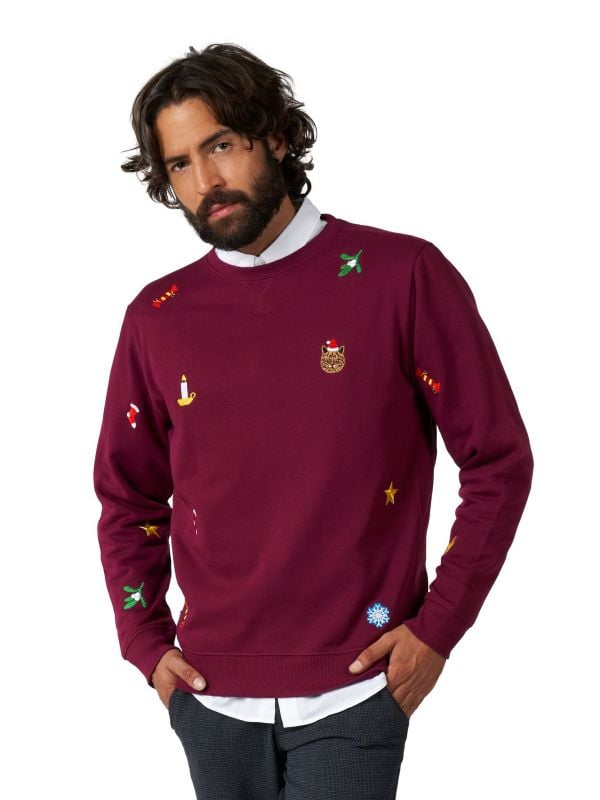Opposuits Kerstmis - Burgundy Sweater Heren