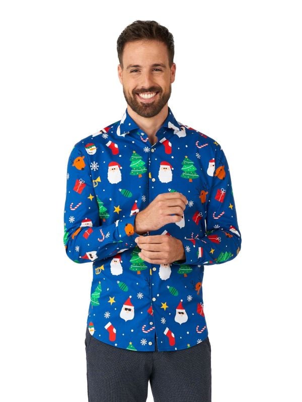 Opposuits Kerstmis Festivity Blue Blouse Heren