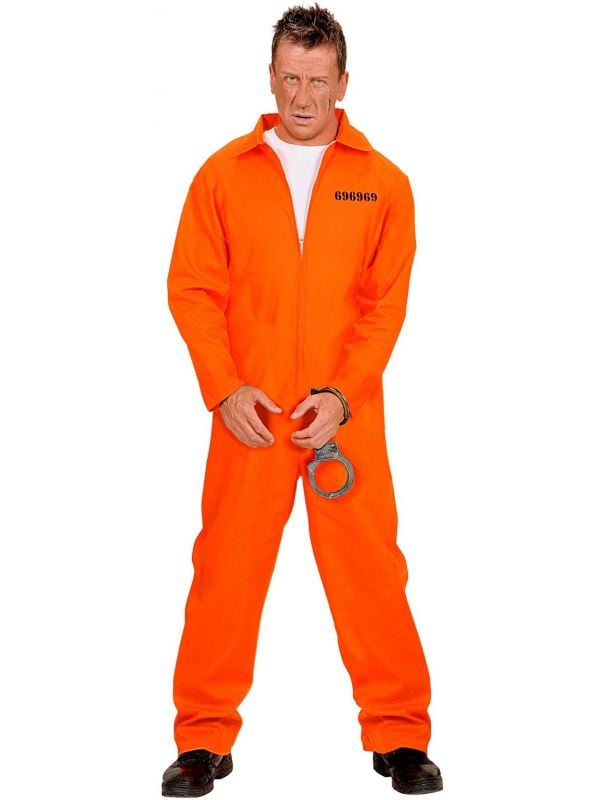 Oranje Gevangene Man Kostuum