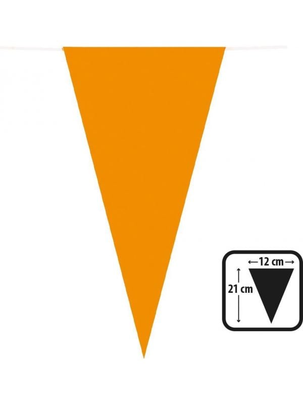 Oranje papieren vlaggenlijn 10 meter