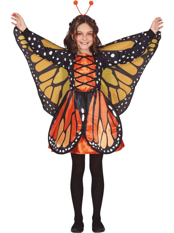 Oranje vlinder kostuum kind met vleugels