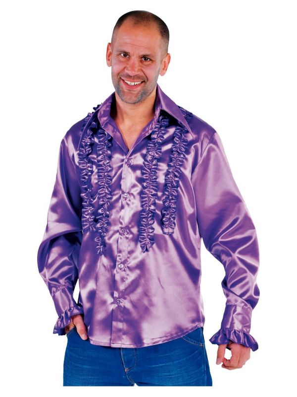 Paarse blouse heren | Carnavalskleding.nl