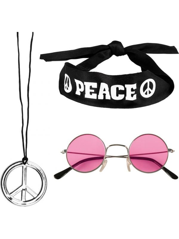Peace hippie party accessoires set