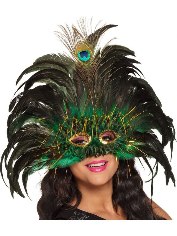 Peacock queen veren oogmasker