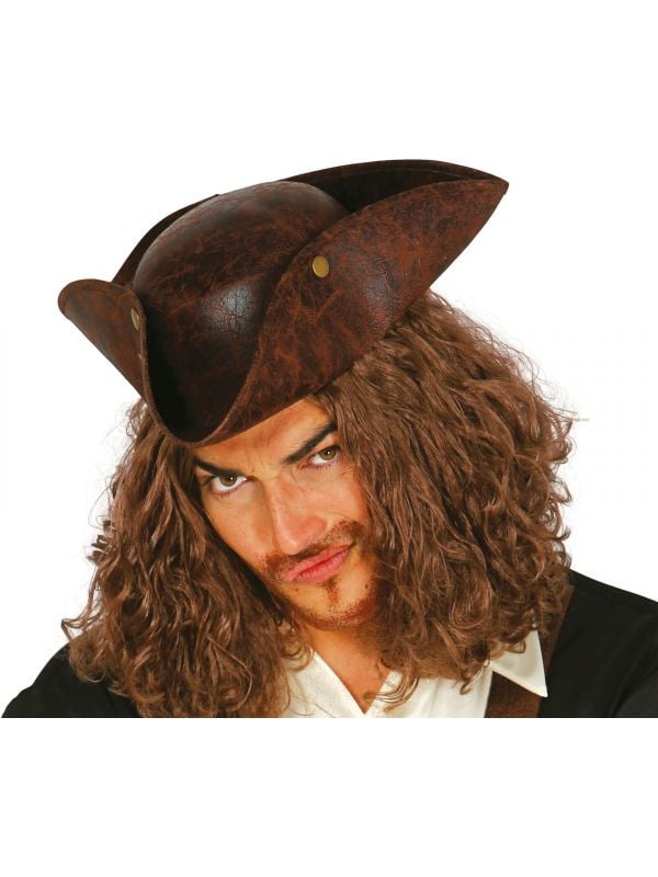 Piraten bruine leerlook hoed