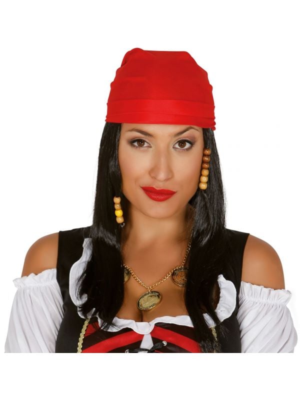 Plaatsen Hoeveelheid geld Of anders Piraten pruik met rode hoofdband | Carnavalskleding.nl