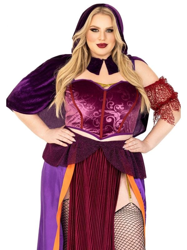 Plus size sexy paarse magische heks jurk dames