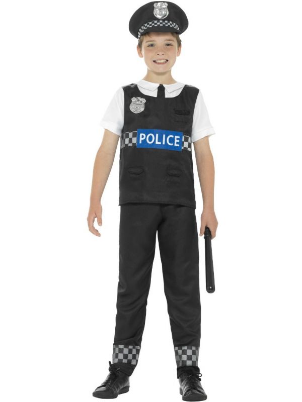 Politie outfit jongens zwart wit