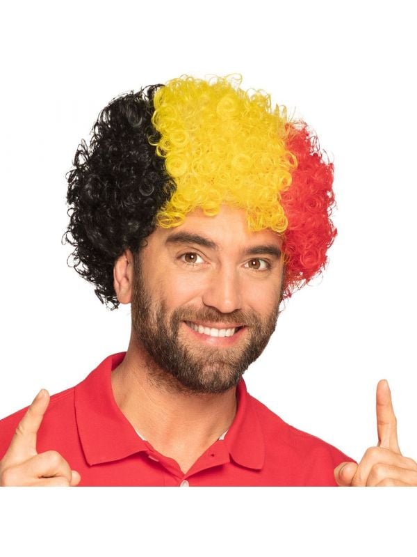Pruik belgische vlag krullend