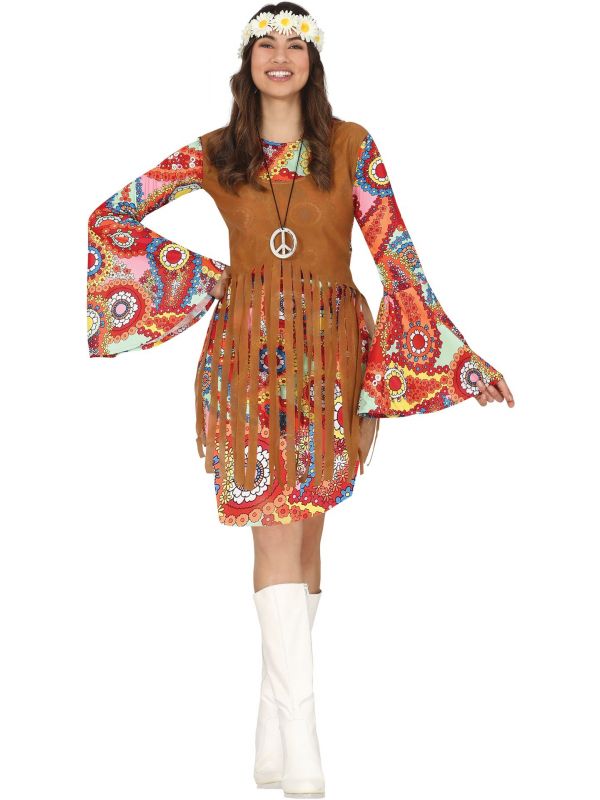 Psychedelisch hippie jurk vrouw kort