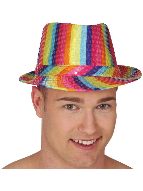 Regenboog gaypride pailletten fedora