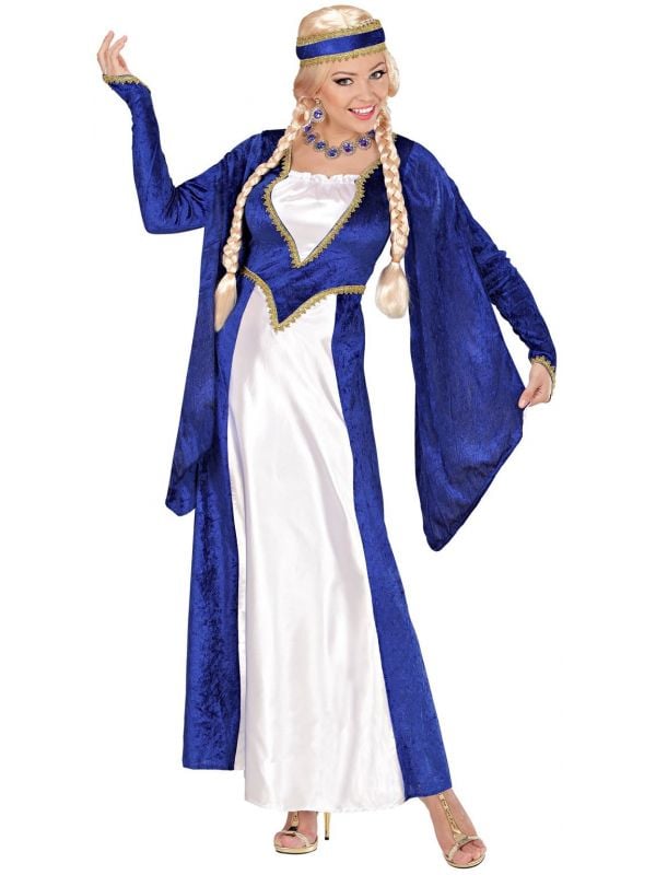 Renaissance koningin jurk dames blauw