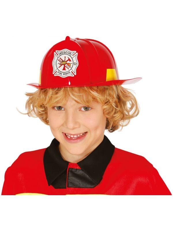 Rode brandweerman hulpje helm kind
