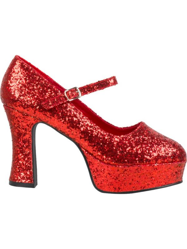 Rode disco glitter schoenen