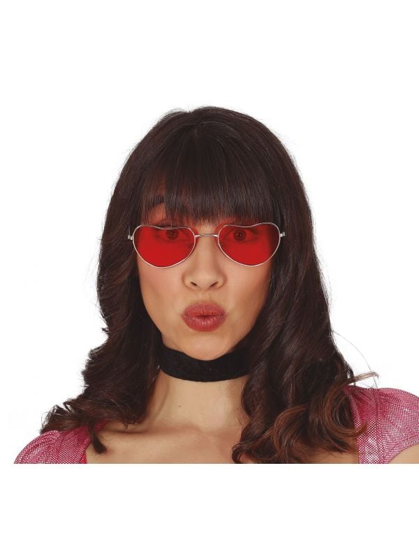 Rode hippie hartjesbril