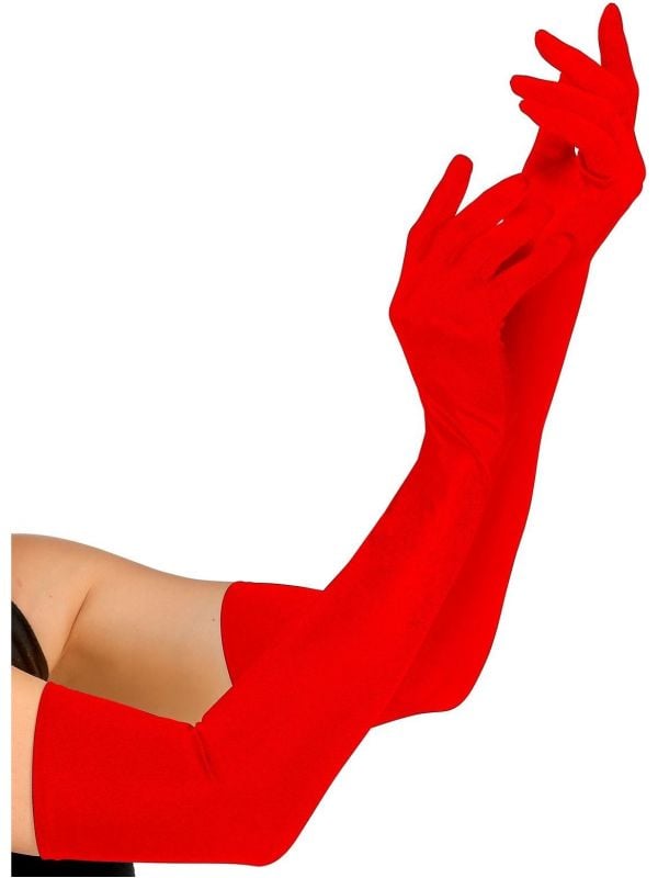 Rode lange gala handschoenen